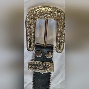 Elegant Black and Silver Rhinestone Belt